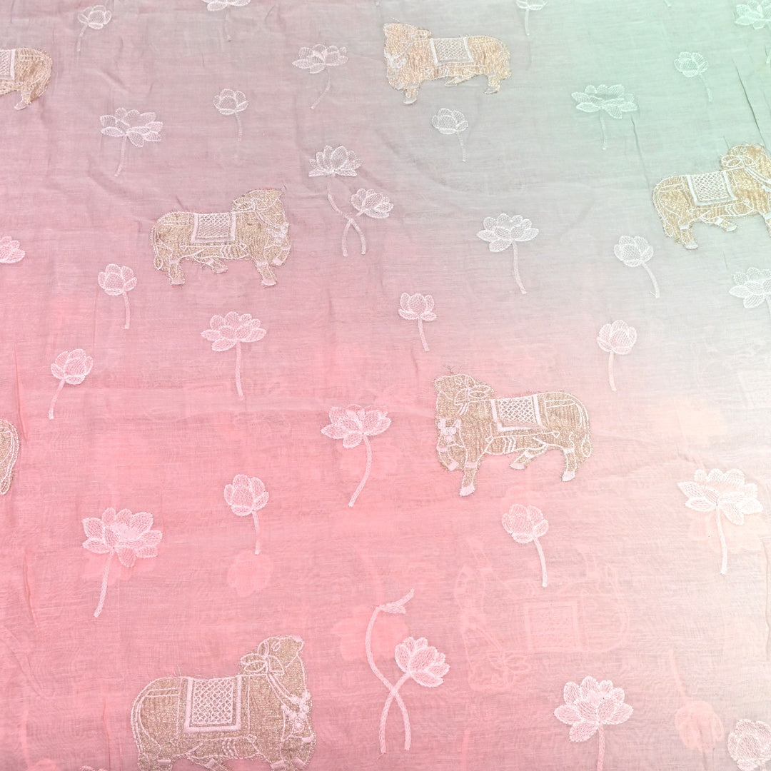4D Shaded Mul Chanderi Embroidery Fabric-Designer Fabrics GP4049-3