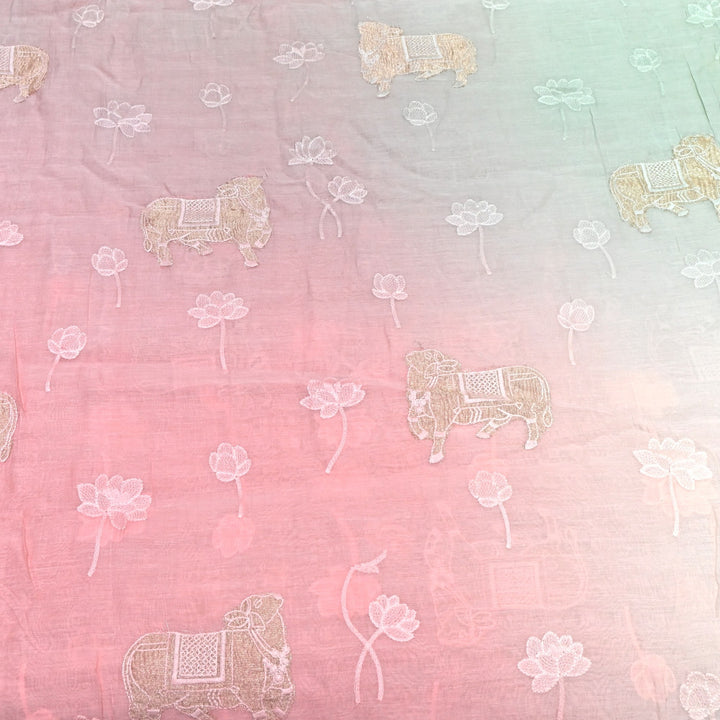 4D Shaded Mul Chanderi Embroidery Fabric-Designer Fabrics GP4049-3