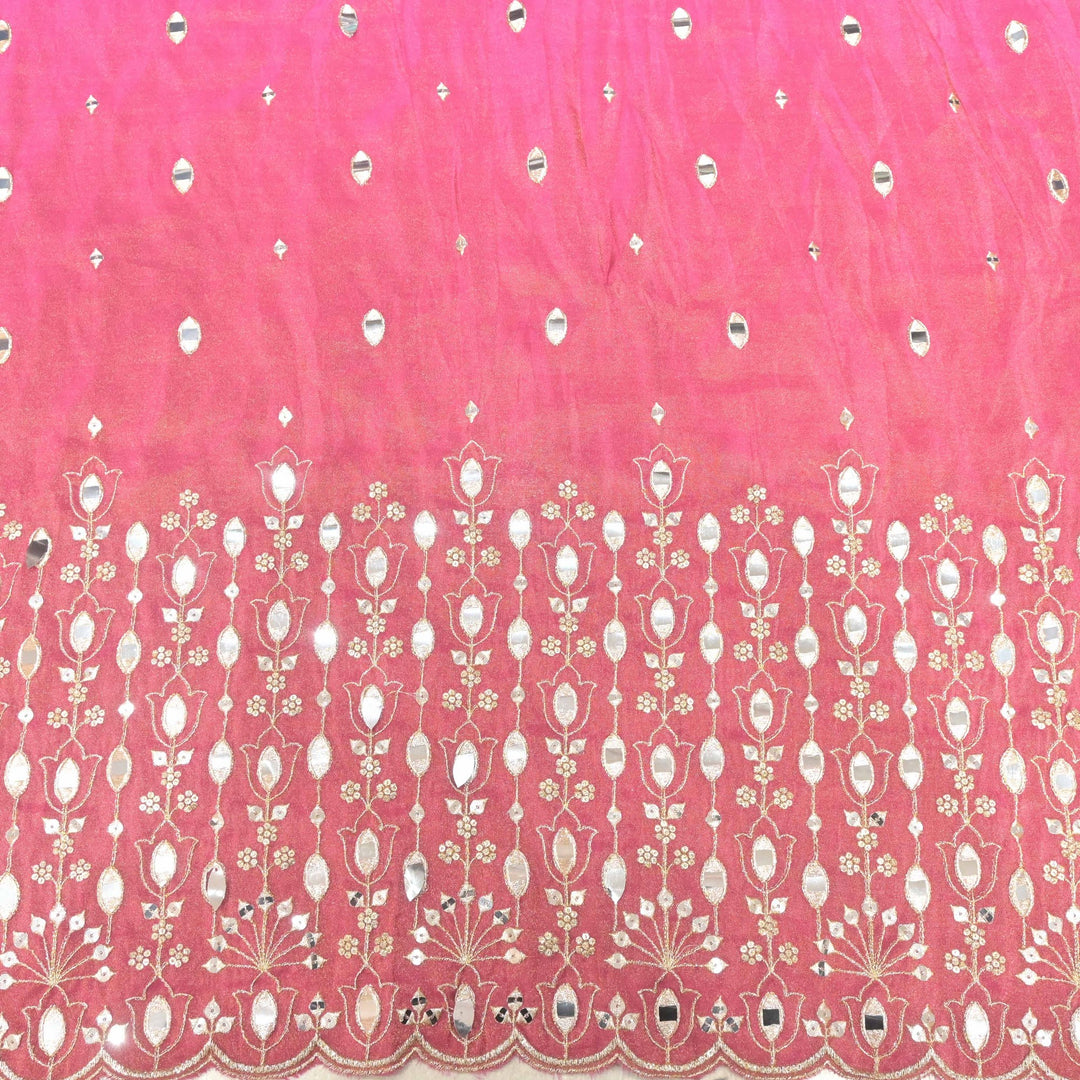 Tissue Mirror Zari With Sequins Embroidery Fabrics