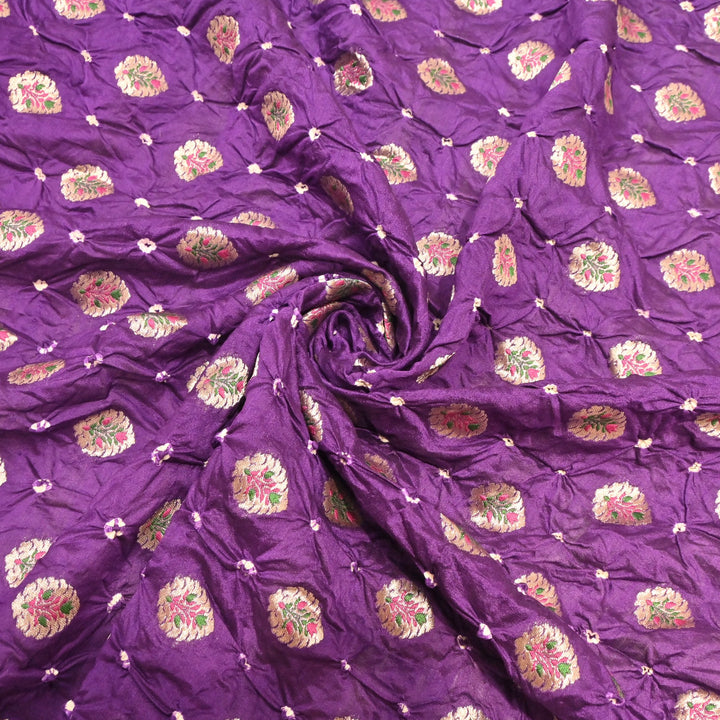 Pure Chiniya Silk Zari And Hand Bandhani Fabrics