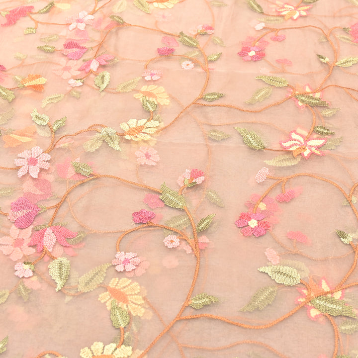 Premium Silk Organza Thread & Sequence Embroidery Fabric-V1117C-6D