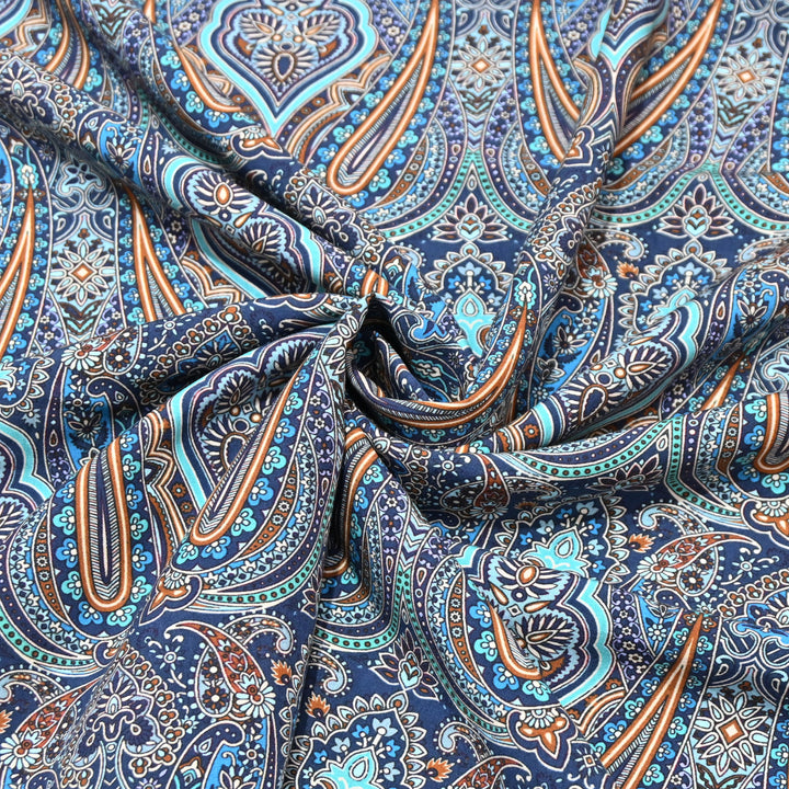 Turquoise Blue Omura Cotton Paisley Print