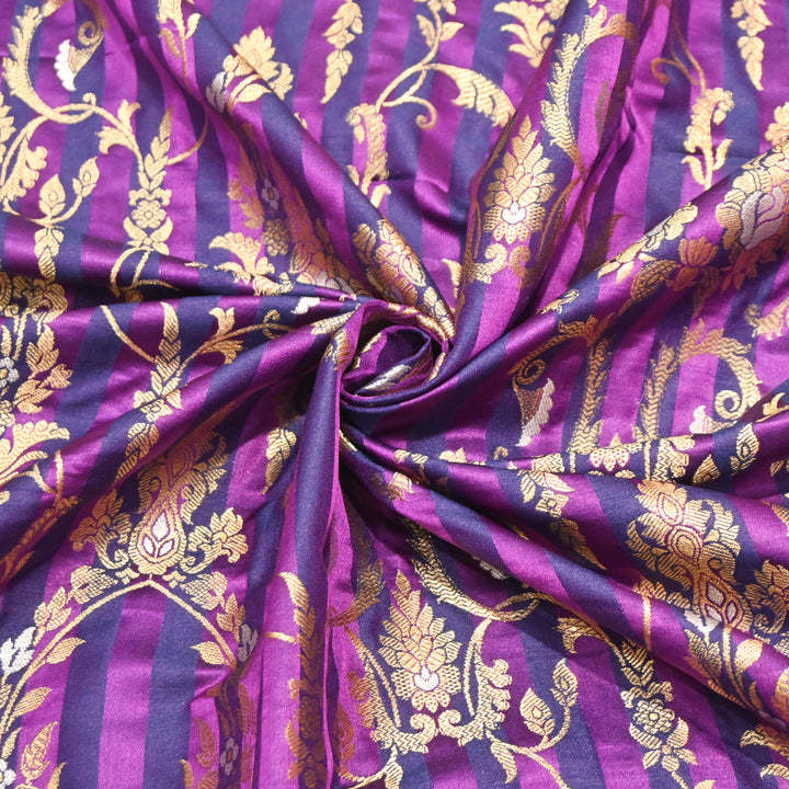 Purple Wisteria Mina Zari Brocade Fabric