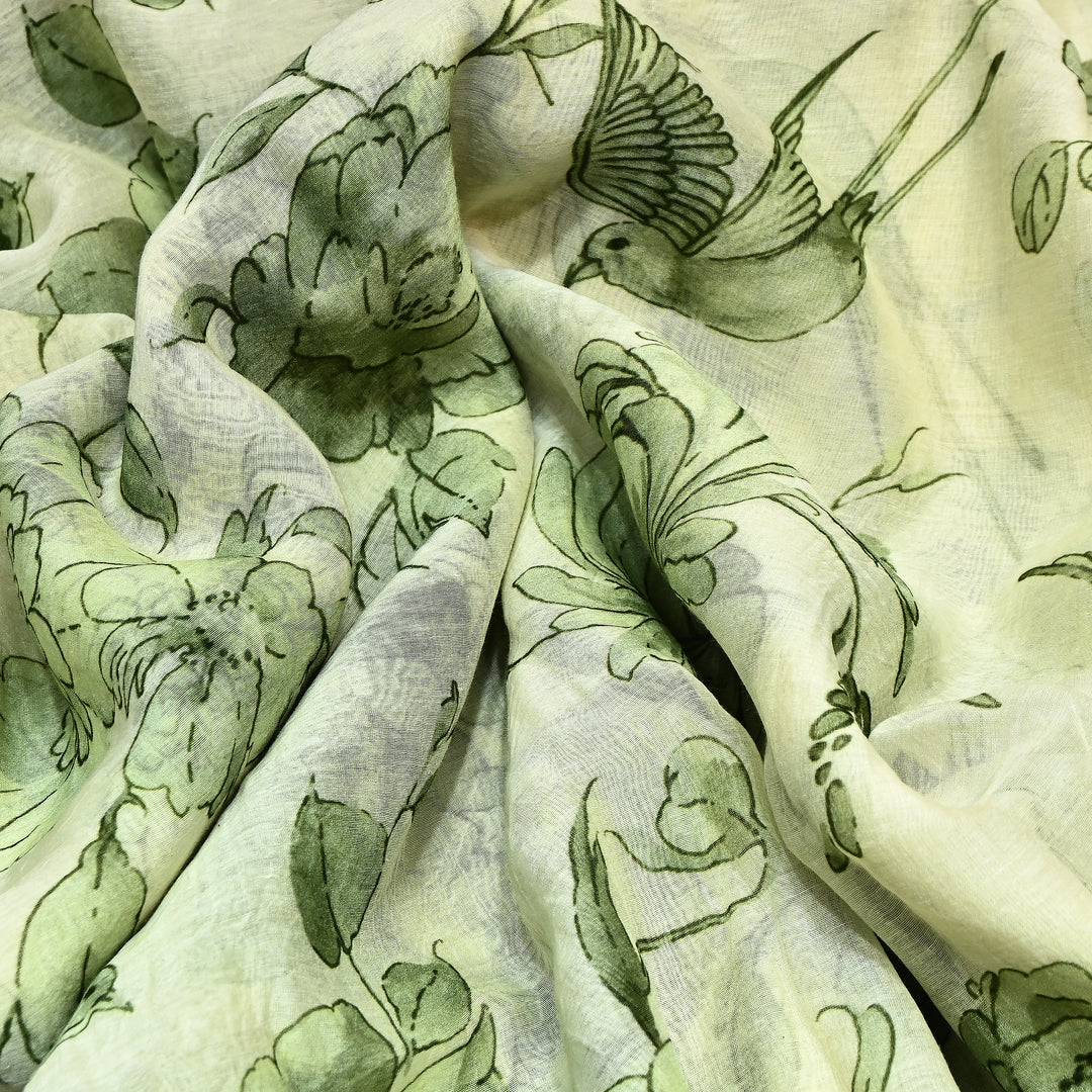 Mul Chanderi Digital Print Fabric - Soft Lightweight Designer Fabric GT0185-1G
