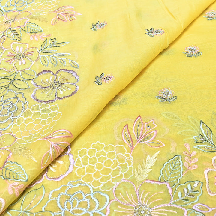Mul Chanderi Floral Thread & Zari Embroidery Fabric – Designer Summer Fabric HC0041-2