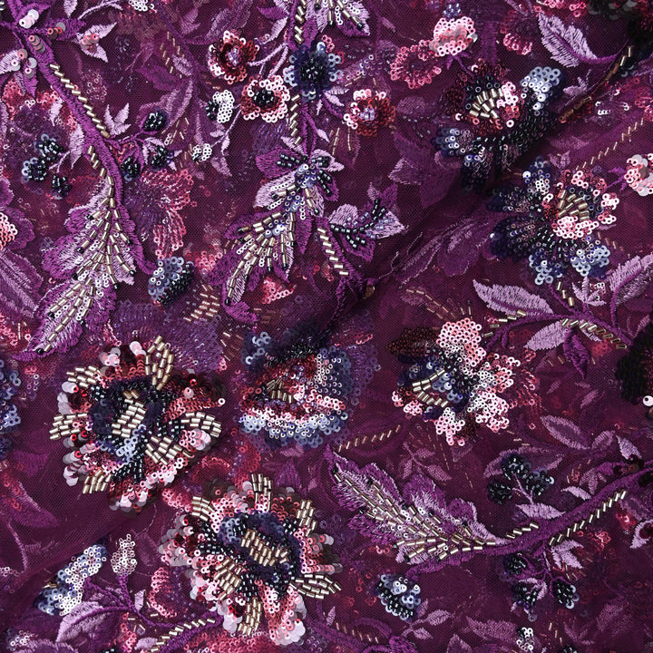 wine Net Imported Embroidery Fabric.| 24T95