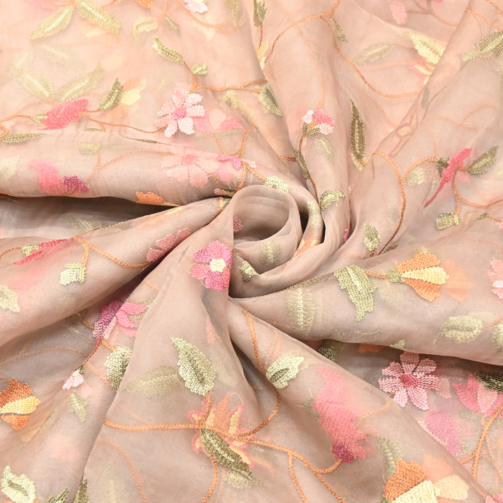 Premium Silk Organza Thread & Sequence Embroidery Fabric-V1117C-6D