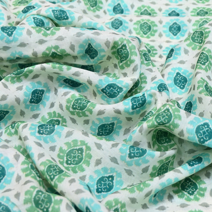 Multicolor Mul Chanderi Digital Print Fabric Lightweight Designer Printed Fabric-NS0182-8