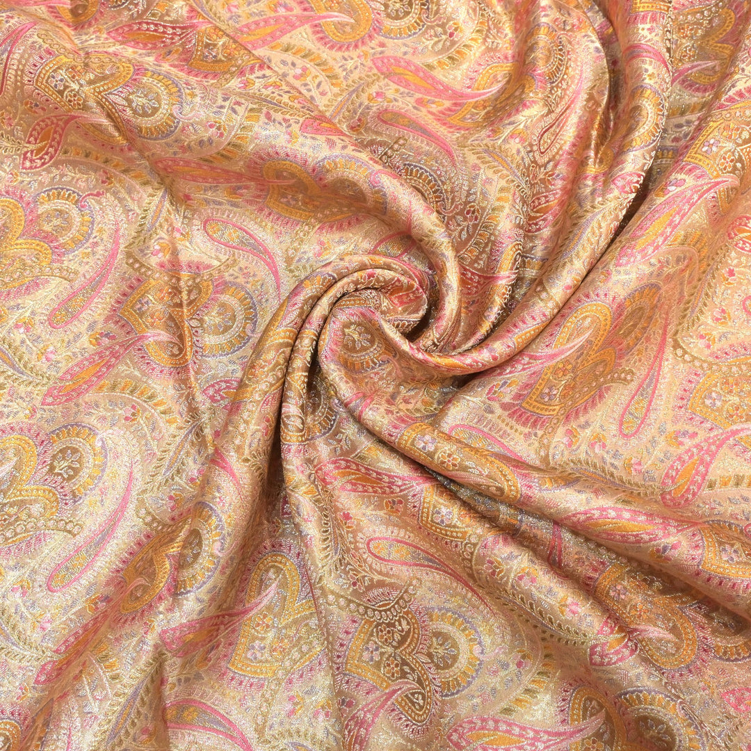 Gajji Satin Position Print Zari Jacquard Fabrics