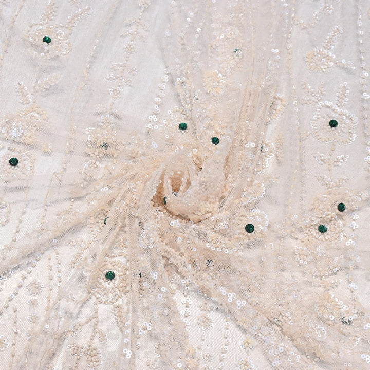 Imported Heavy Beaded & Sequin Embroidery Net Fabric- 8826348-02