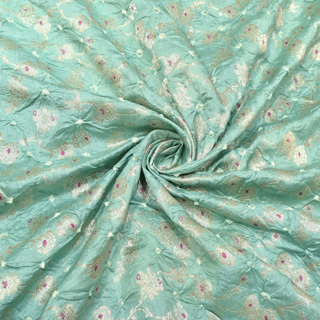 Pure Chiniya Silk Meena Zari And Hand Bandhani Fabrics