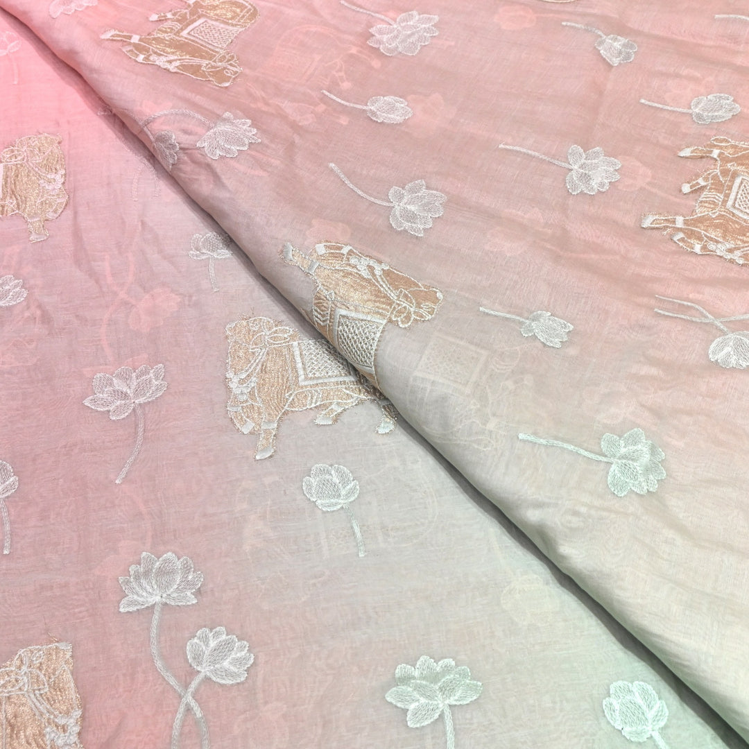 4D Shaded Mul Chanderi Embroidery Fabric-Designer Fabrics GP4049-3