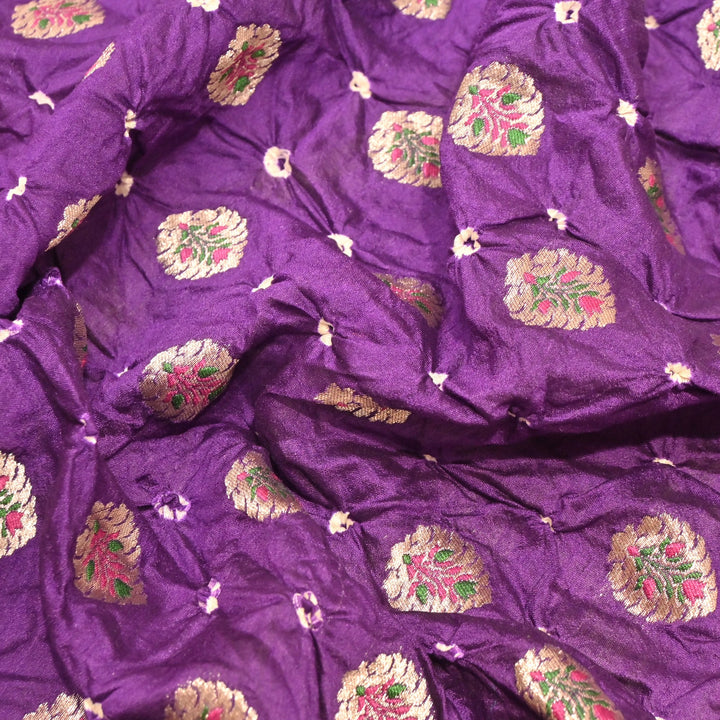 Pure Chiniya Silk Zari And Hand Bandhani Fabrics