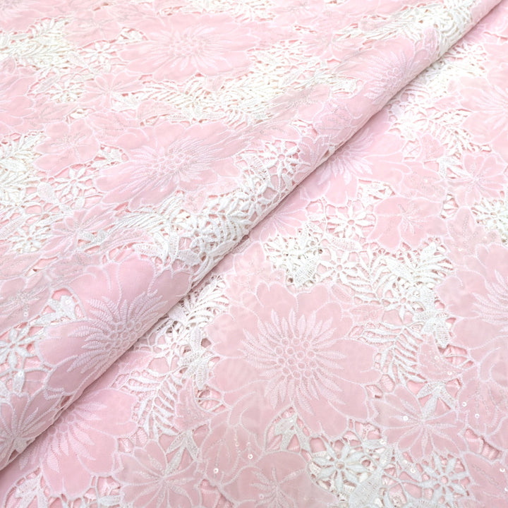 Crocia Cut Work With Watter Sequence Embroidery on Imported Crepe Fabrics