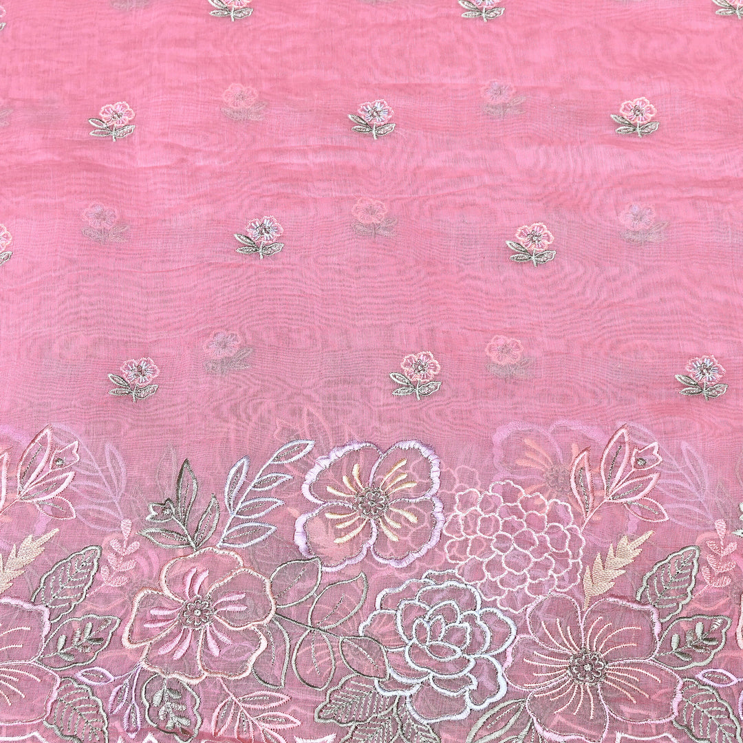 Mul Chanderi Floral Thread & Zari Embroidery Fabric – Designer Summer Fabric HC0041-5