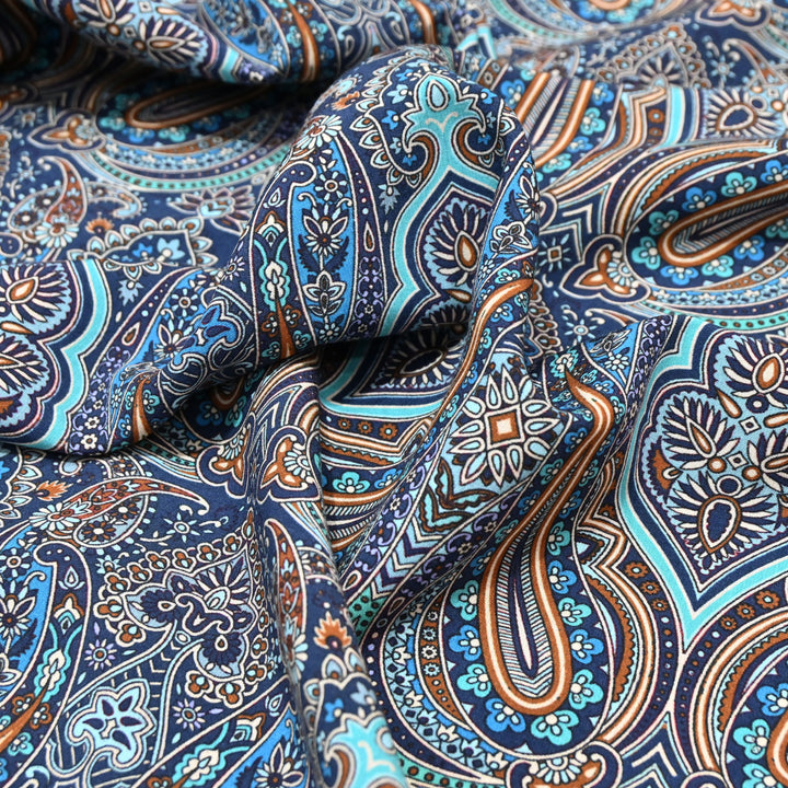 Turquoise Blue Omura Cotton Paisley Print