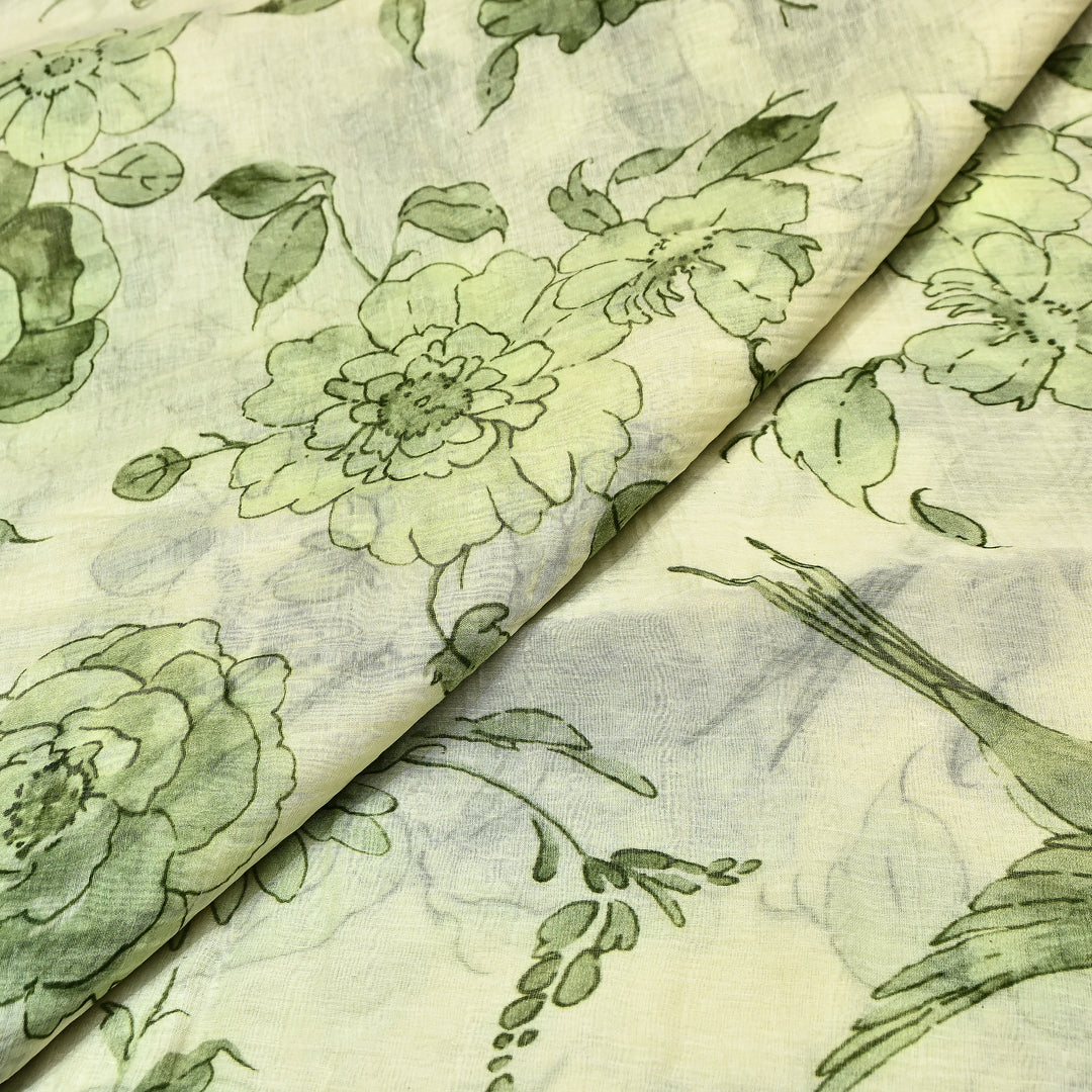 Mul Chanderi Digital Print Fabric - Soft Lightweight Designer Fabric GT0185-1G