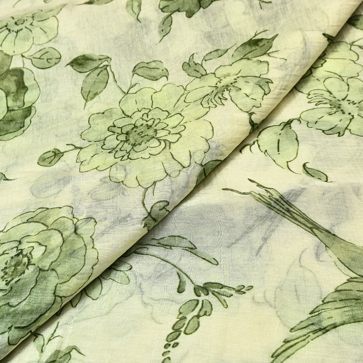 Mul Chanderi Digital Print Fabric - Soft Lightweight Designer Fabric GT0185-1G