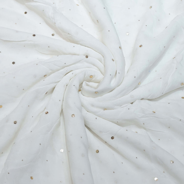 Chinon Chiffon Dana-Tikki Mukaish Hand Work Fabrics