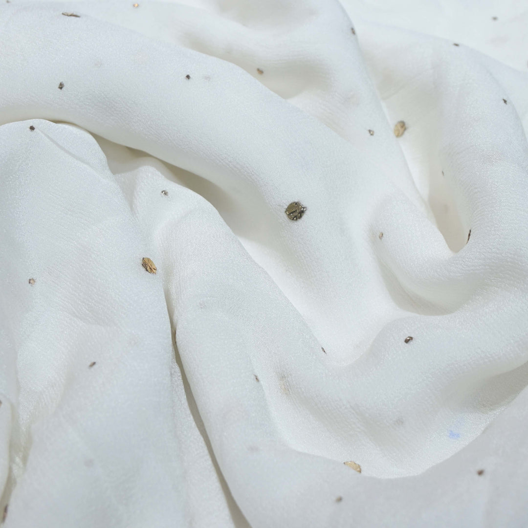 Chinon Chiffon Dana-Tikki Mukaish Hand Work Fabrics