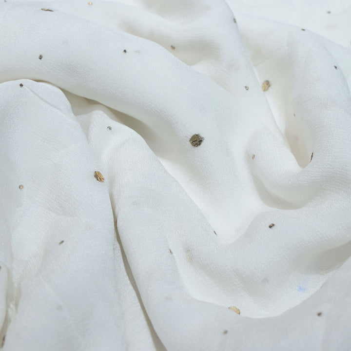 Chinon Chiffon Dana-Tikki Mukaish Hand Work Fabrics