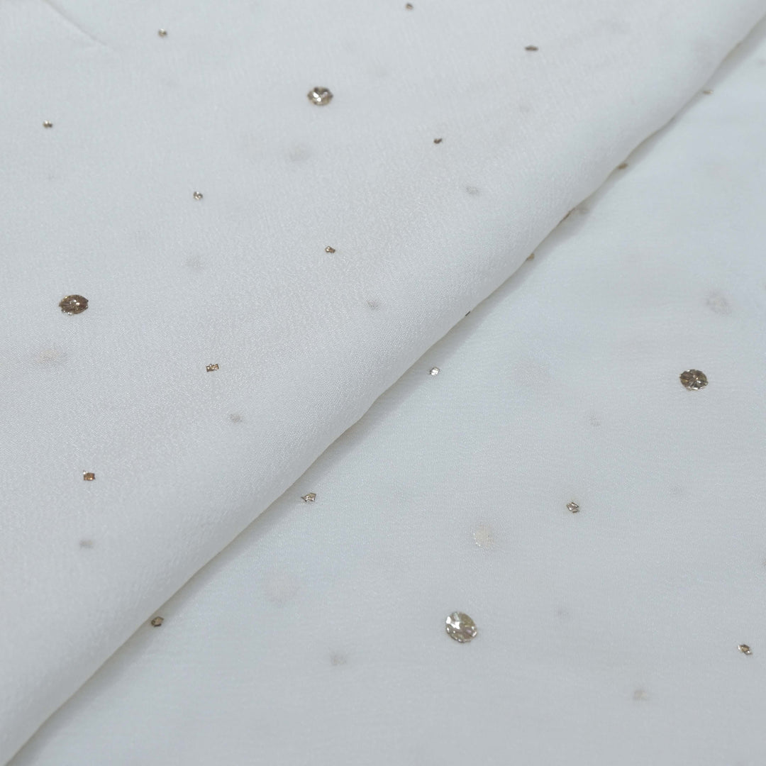 Chinon Chiffon Dana-Tikki Mukaish Hand Work Fabrics