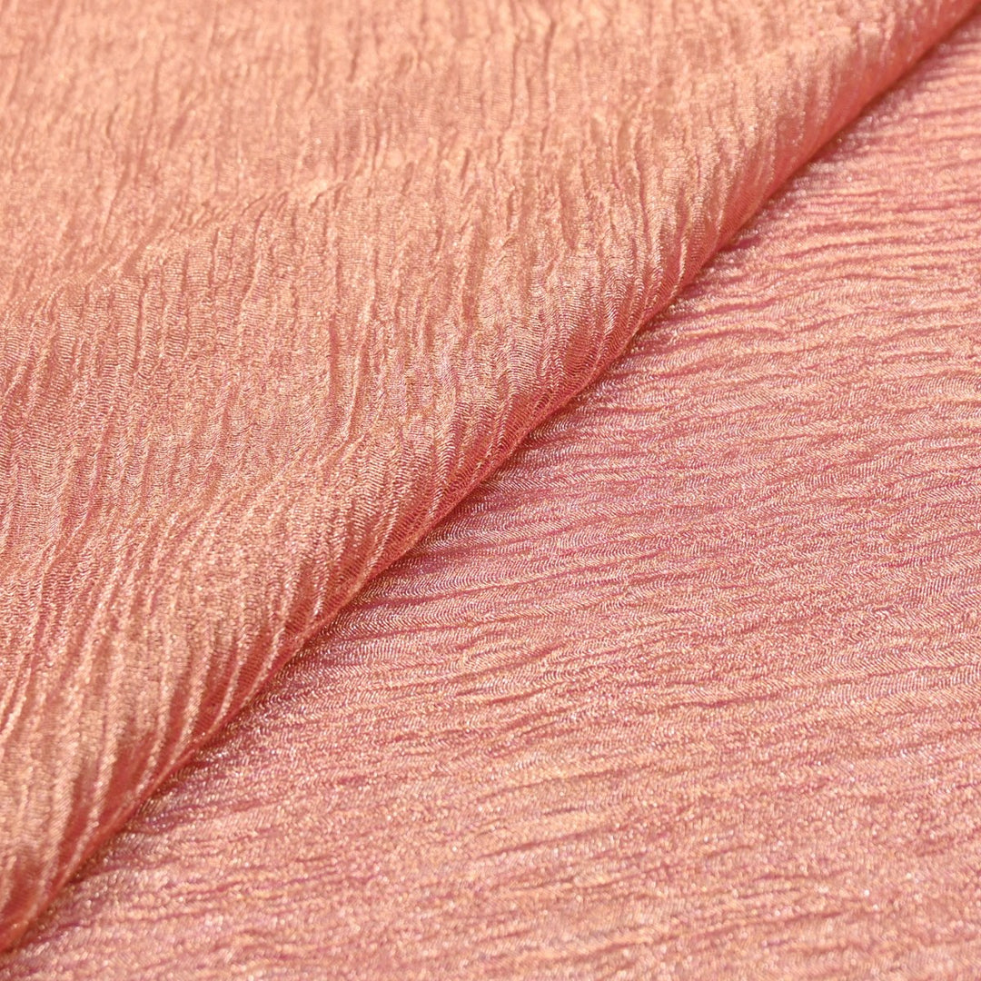 Brownish Pink Premium Designer Dyed Crush Tissue Fabric with Glossy Finish