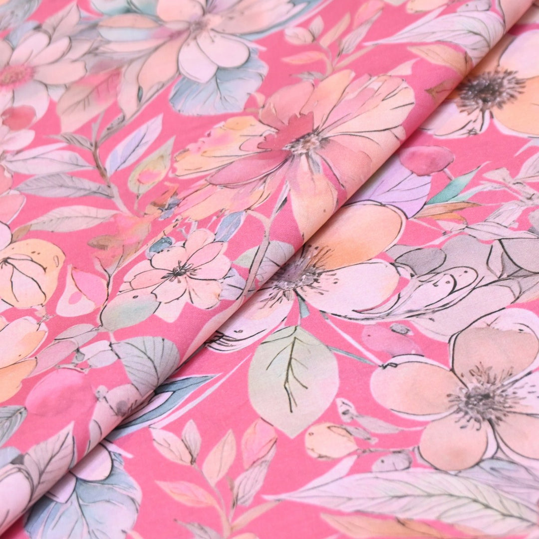 Multicolor Cotton Digital Print Fabric -Soft Cotton Prints Fabric-DA1124-9