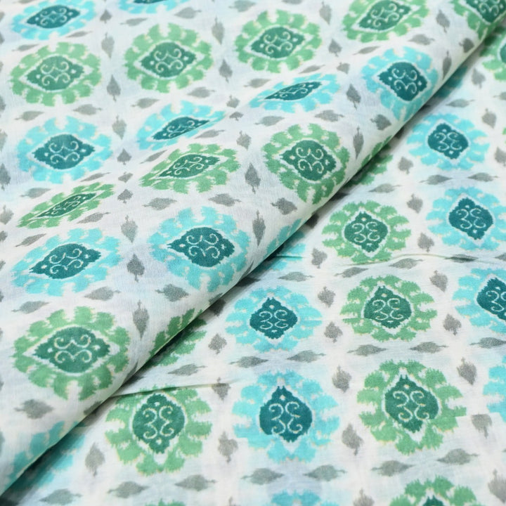 Multicolor Mul Chanderi Digital Print Fabric Lightweight Designer Printed Fabric-NS0182-8