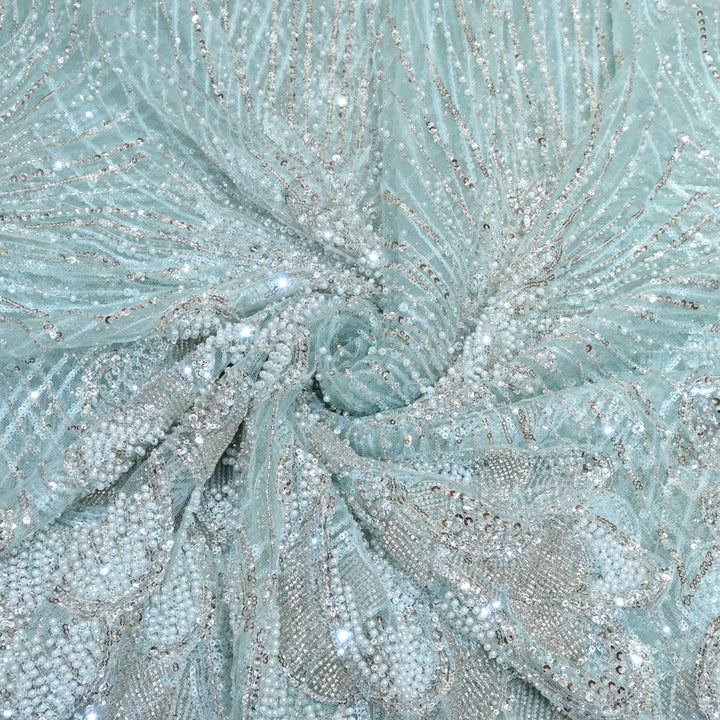 Beautiful Imported Net Cut Dana & Sequins Embroidery Fabric