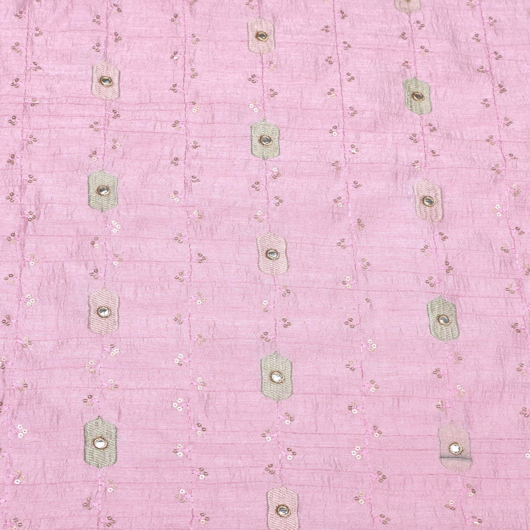 Nysha Silk Thread With Sequins Embroidery Fabric