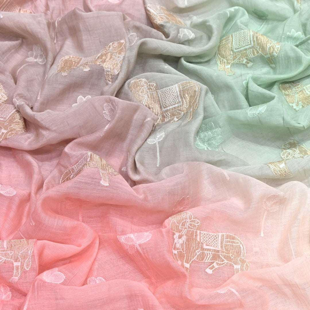 4D Shaded Mul Chanderi Embroidery Fabric-Designer Fabrics GP4049-3