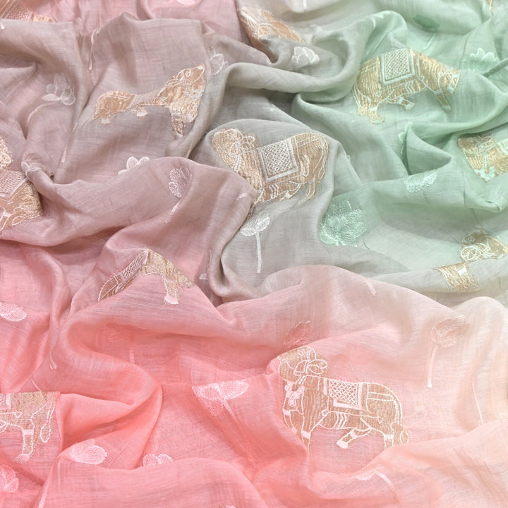 4D Shaded Mul Chanderi Embroidery Fabric-Designer Fabrics GP4049-3