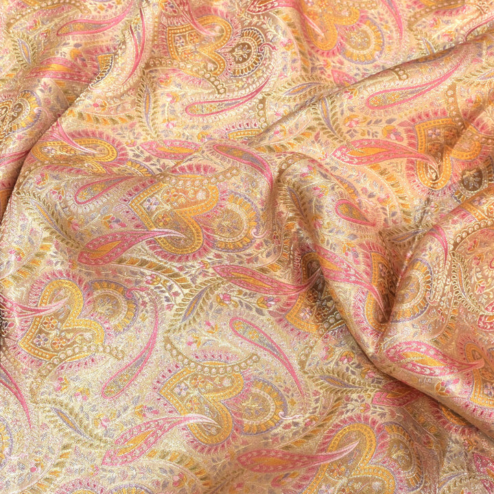 Gajji Satin Position Print Zari Jacquard Fabrics