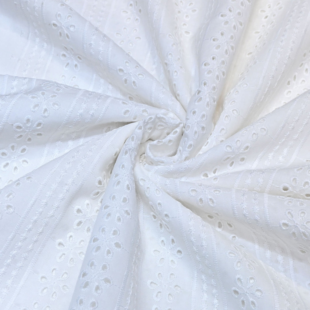 Cotton Chikankari Cutwork & Thread Embroidery Fabric – Elegant Summer Designer Fabric- MJ7156-1