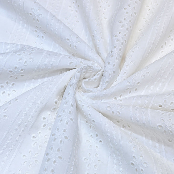 Cotton Chikankari Cutwork & Thread Embroidery Fabric – Elegant Summer Designer Fabric- MJ7156-1