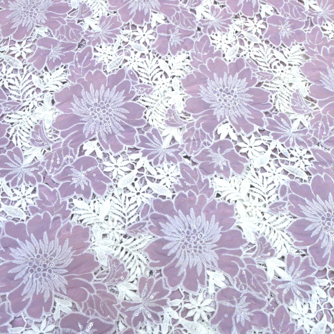 Crocia Cut Work With Watter Sequence Embroidery on Imported Crepe Fabrics