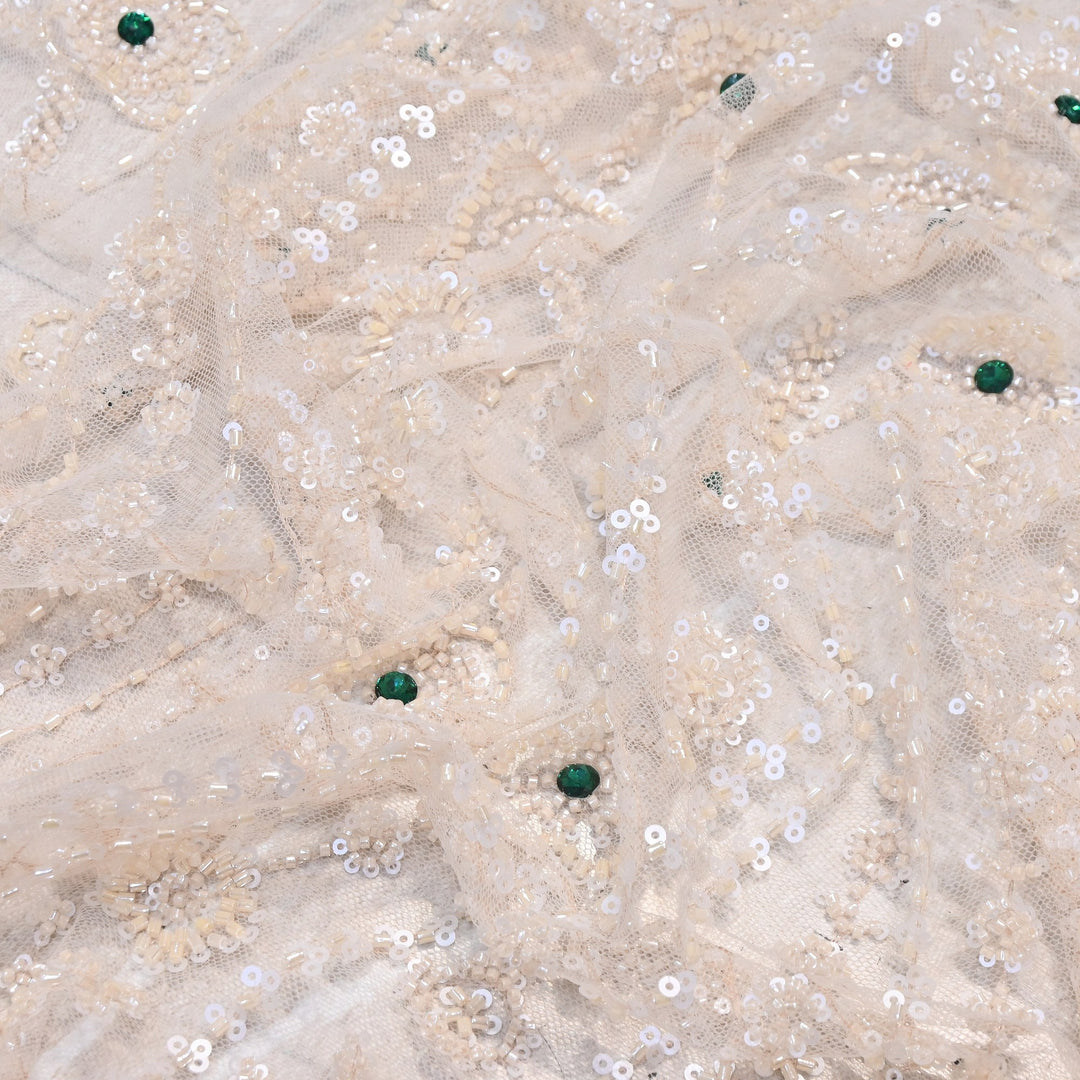 Imported Heavy Beaded & Sequin Embroidery Net Fabric- 8826348-02