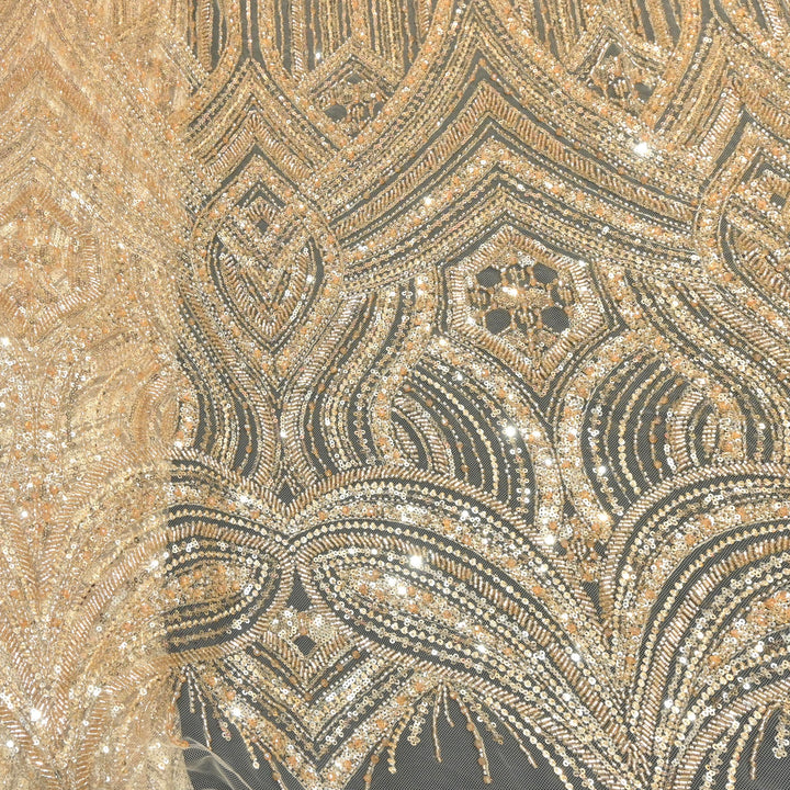 Imported Net Cutdana With Sequins Handwork Embroidery Fabrics