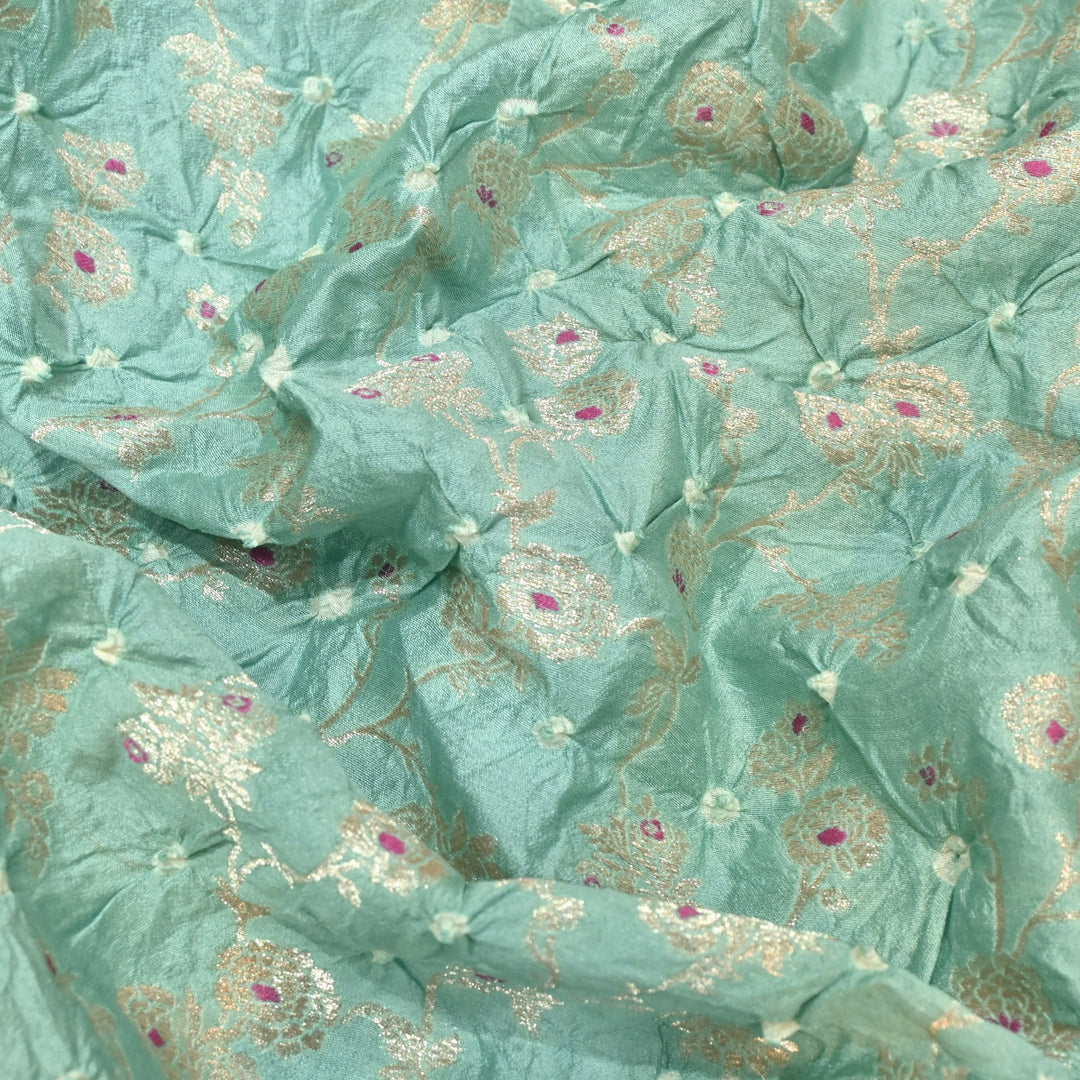 Pure Chiniya Silk Meena Zari And Hand Bandhani Fabrics