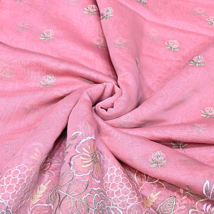 Mul Chanderi Floral Thread & Zari Embroidery Fabric – Designer Summer Fabric HC0041-5