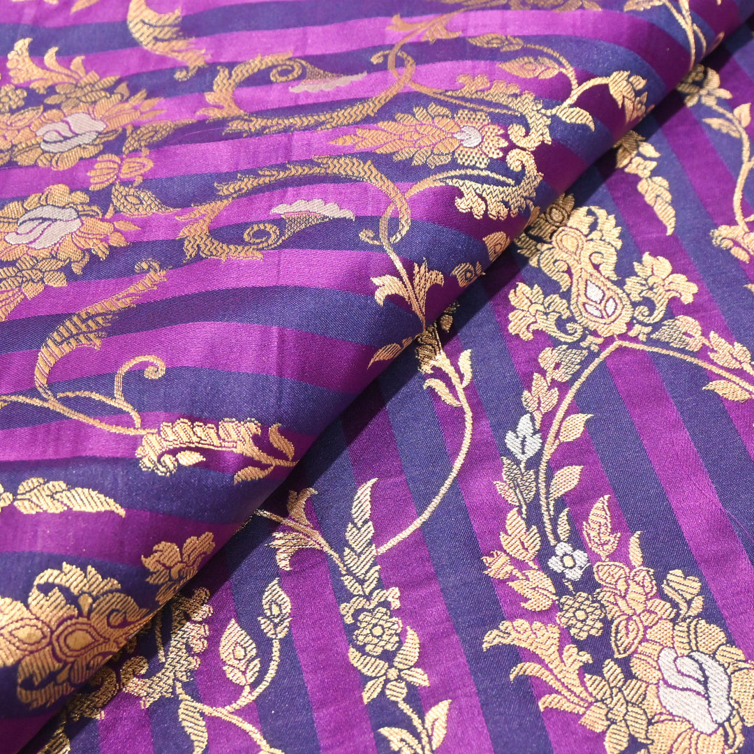 Purple Wisteria Mina Zari Brocade Fabric
