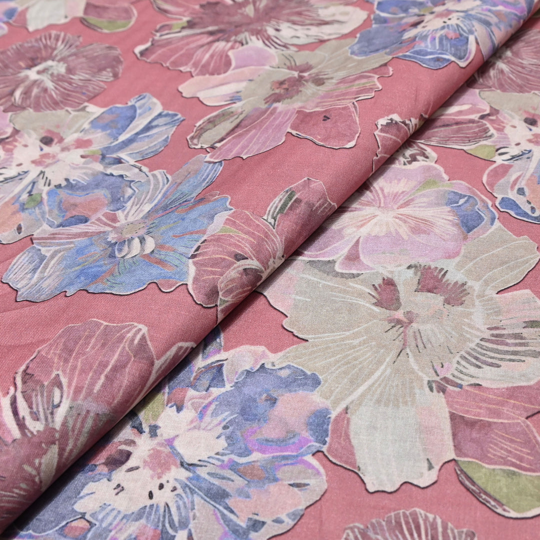 Rusty Pink Italian Lawn Print Fabric