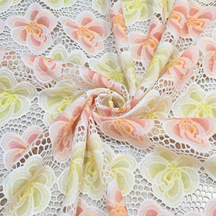 Imported Premium Crepe Cutwork Embroidery Fabric – Floral Designer Soft Crepe Material-TD0C84-3B