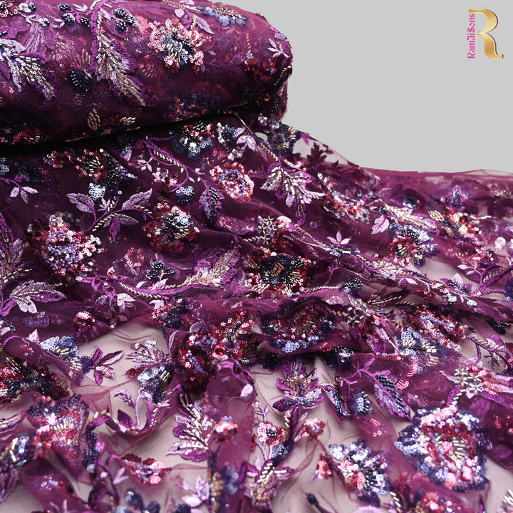 wine Net Imported Embroidery Fabric.| 24T95