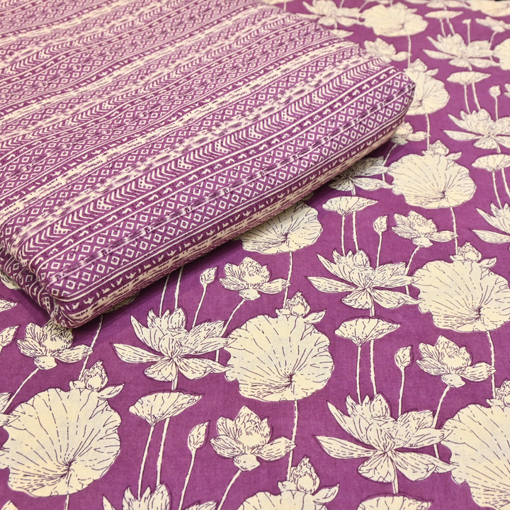 Plum Purple Cotton Linen Print