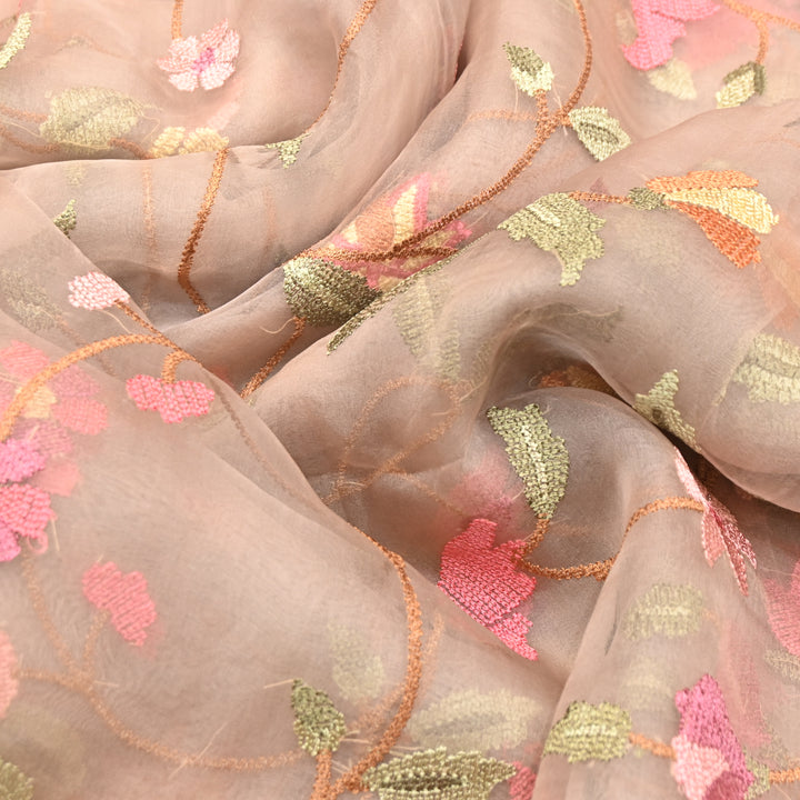 Premium Silk Organza Thread & Sequence Embroidery Fabric-V1117C-6D