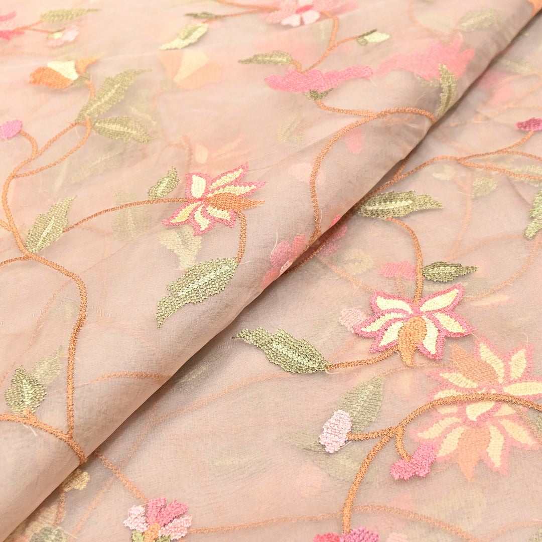 Premium Silk Organza Thread & Sequence Embroidery Fabric-V1117C-6D