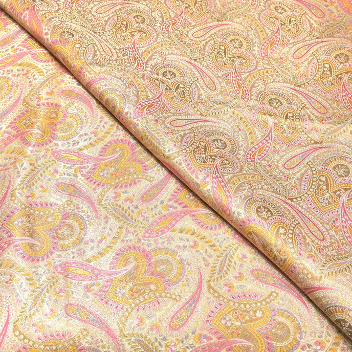 Gajji Satin Position Print Zari Jacquard Fabrics