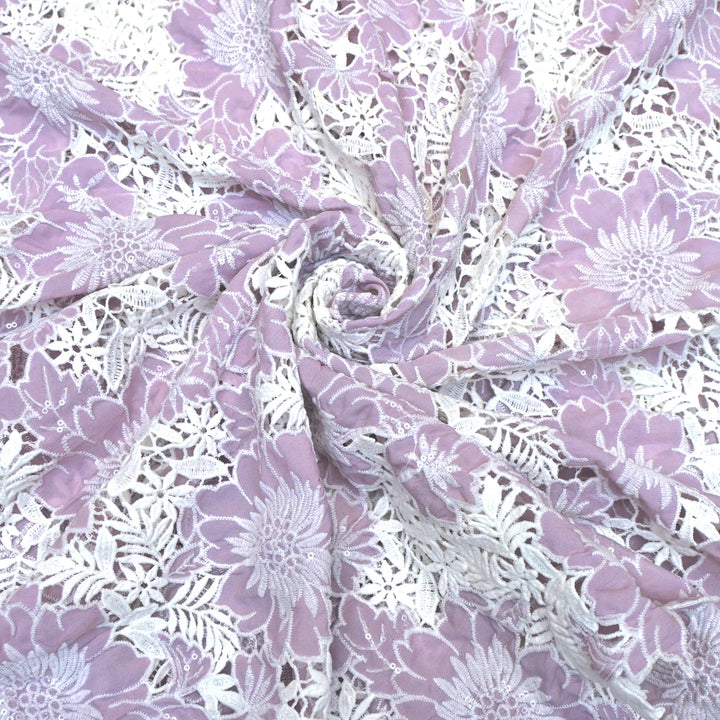 Crocia Cut Work With Watter Sequence Embroidery on Imported Crepe Fabrics